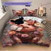 3pcs Floral Pig Bedding Set - 1 Duvet Cover + 2 Pillowcases(Core Not Included), Machine Washable Polyester, All-Season Comfort, Bedroom Deco