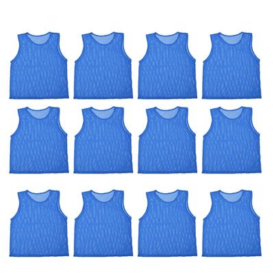 12 Pcs Outdoor Sports Vests Scrimmage Soccer Football Training Breathable Adults Jerseydark Blue