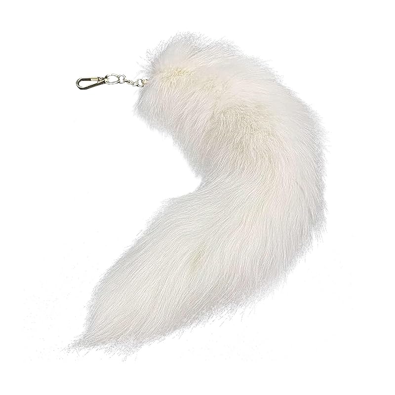 

[kichicho] Tail key ring Fluffy Tail gal tail Rust prevention cute key chain bag charm decoration halloween Christmas birthday present (white)