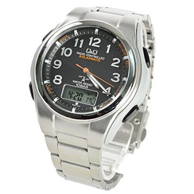 Solar Black Q&Q Analog-Digital Watch, 5-Band Radio-Controlled Powered, MD02-205,