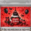 2D Birthday Photography Background, French Paris & Ladybug Themed Party Backdrop Banner