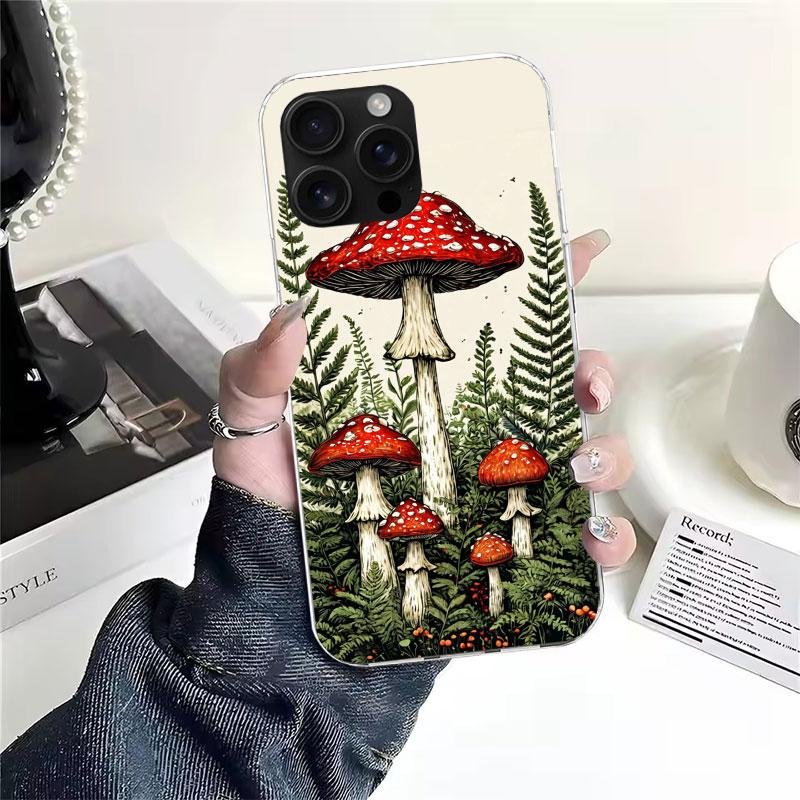 Colorful Mushroom Soft Phone Case For IPhone 11 17 Air 16E 16 Pro Max 15 + 14 Plus 13 Mini 12 Apple 7 SE 8 Fundas Coque 11 17 Ai