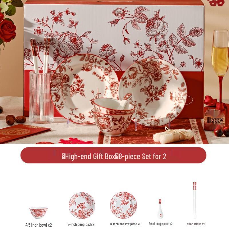 Керамический набор посуды для праздника «Роза Найцзян»