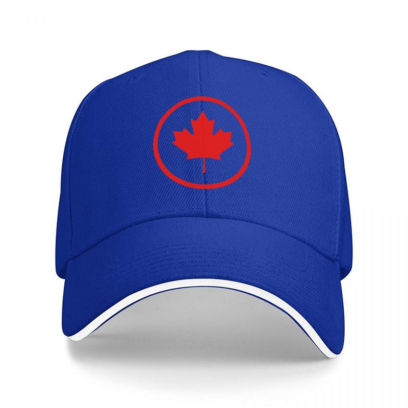 Canada Esdoornblad Logo Zwarte Baseballpet met Rood Cirkel Ontwerp Klassieke Verstelbare Pet voor Unisex en Dames Buitenkleding
