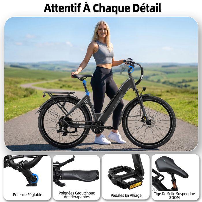 TTGO C5 Elektrische Fiets 27.5" - 250W Motor, Verwijderbare 48V 13.5Ah Batterij, 90-110km Actieradius, 7 Shimano Versnellingen-grijs