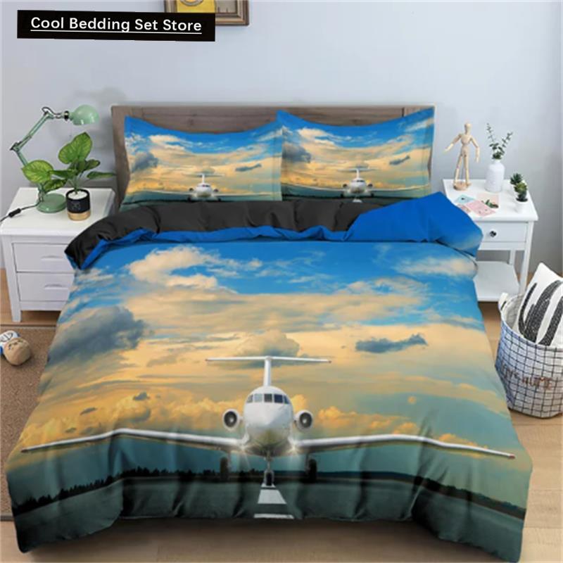 3D Airplane Printed Bedding Set Kids Adults 2/3pcs Duvet Cover With Pillowcase Comforter Bedding Quilt Cover Luxury Bedding Set