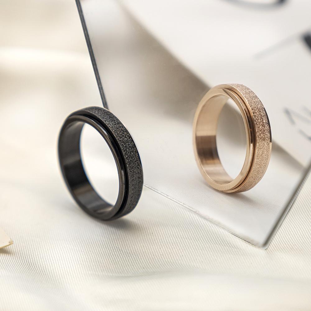 Jewelry Neutral Wind Simple 6Mm Matte Rotatable Ring Women'S Design Sense Niche Titanium Steel Jewelry