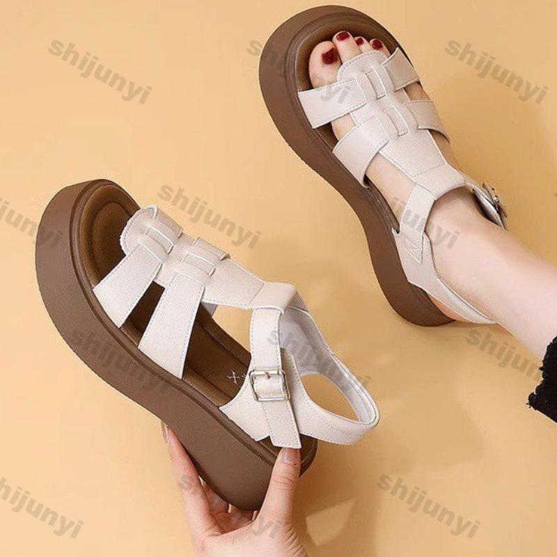 Fashion Women Platform Sandals 2025 New Summer Outdoor Sport Breathable Vintage Roman Shoes Comfortable Fashion Buckle Strap Beach Shoes