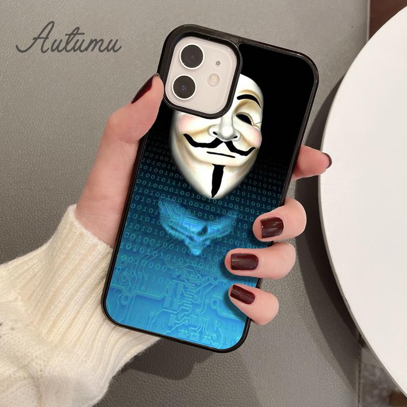 Hacker Anonymous Phone Case for iPhone 11 12 13 14 Pro Max Mini XR XS SE 2020 7 8 Plus Samsung Galaxy S21 S22 Cover Shell Coque
