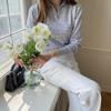 New Arrivals Open Run Women STriped Long Sleeve T shirT Collar Neck