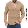Men's Trend Spring and Autumn Deep V-neck Men's New Solid Color Knit Pullover