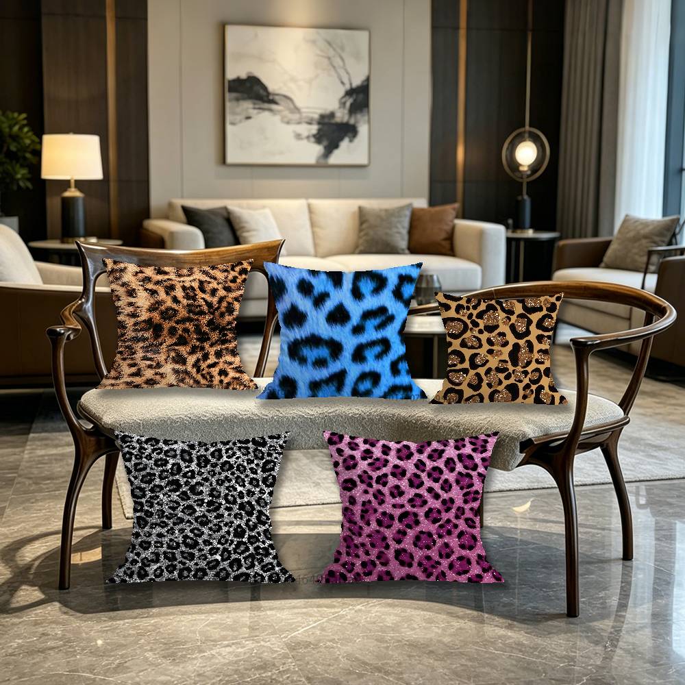 For Leopard print Pillow Case For Home Bedroom Car Office Decoration Living Room Sofa Cushion Cover Suitable
