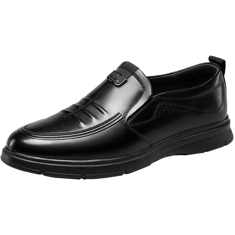 YEARCON Men s Cow Leather Slip-On Casual Shoes 97704W 39 чёрный