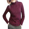 Women Sweater Solid Color Linen Sweater Knitted Turtleneck Sweater