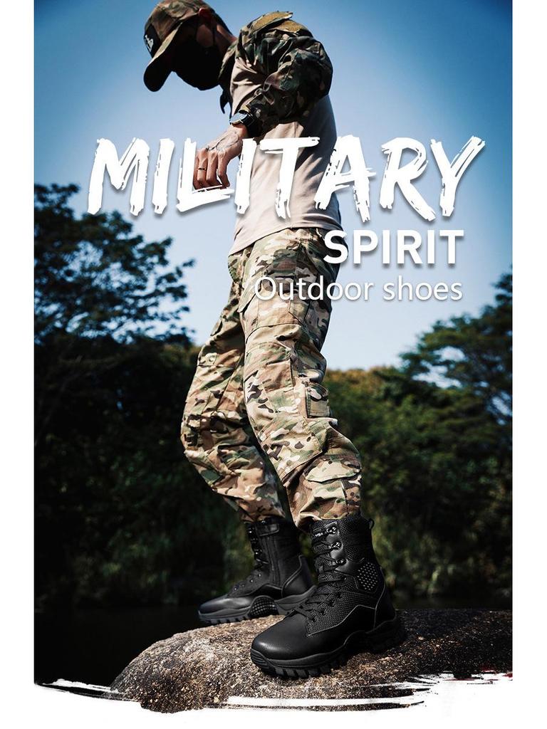 Men's Tactical High-Top Side-Zip Combat Boots for Special Forces and Off-Road Use.
