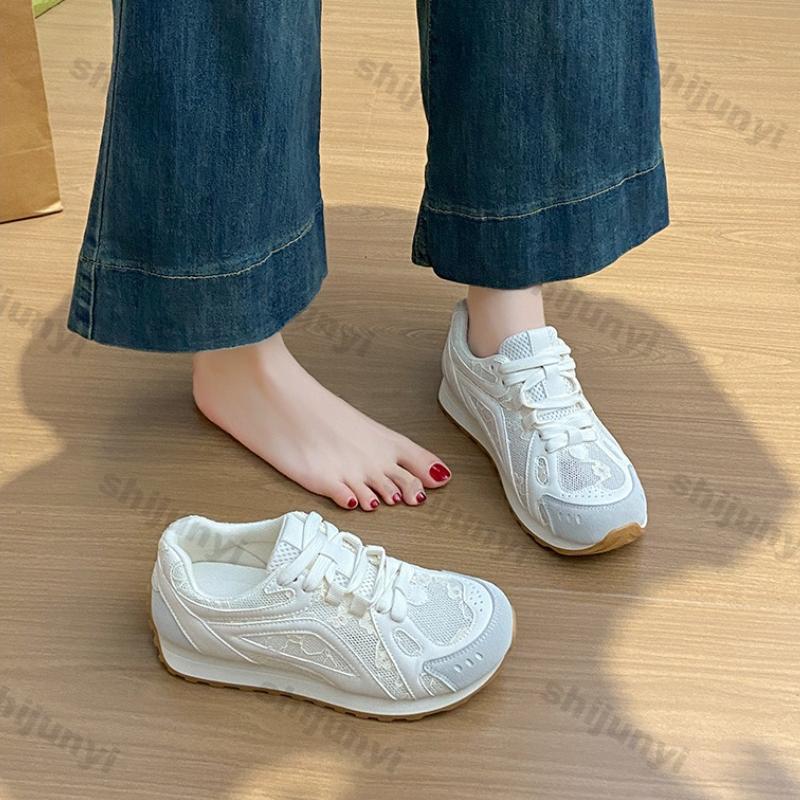 Fashion Women Shoes 2025 Spring Autumn New Fashion Comfort Height Increase Casual Shoes Breathable Mesh Lace Non Slip Platform Sneakers