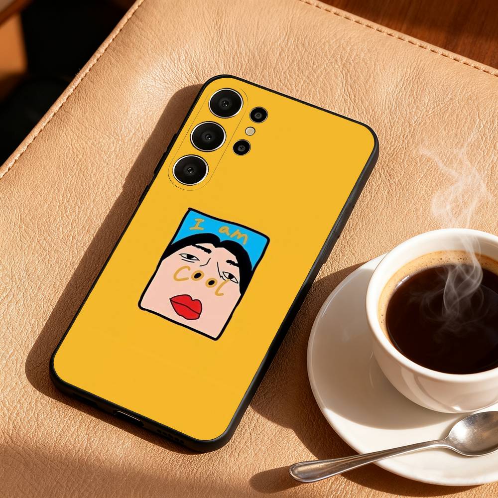 1PC F-Funny E-Exaggerated Face Emotion Phone Case For Samsung S26,S25,S24,S21,S22,S23,S30,Ultra,S20,FE,Lite,10,9,Black Cover