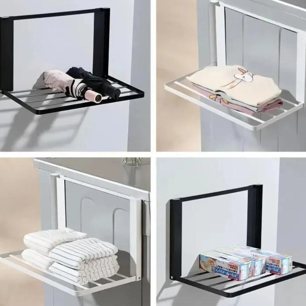 No Punching Magnetic Folding Storage Rack Heavy Duty Metal Side Shelf  Kitchen