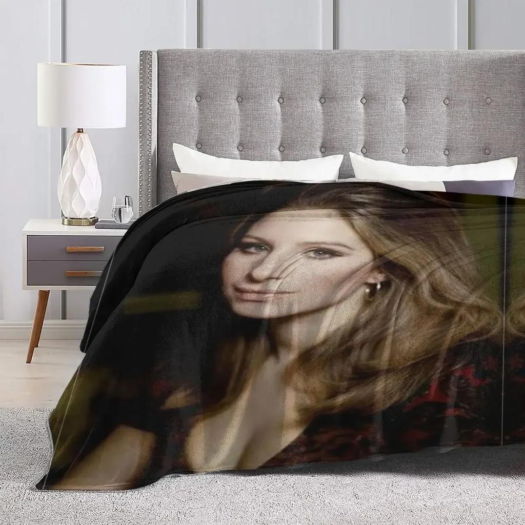 Barbra Streisand Flannel Blanket Singer Actress Warm Soft Throw Blanket for Couch Chair Sofa Bed Camp Bedspread Sofa Bed Cover