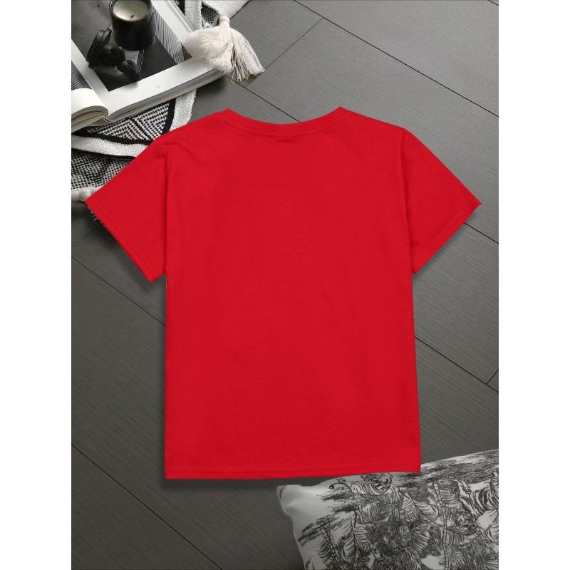 Boys Crew Neck Short Sleeve T-Shirt with Casual Black Cat Print