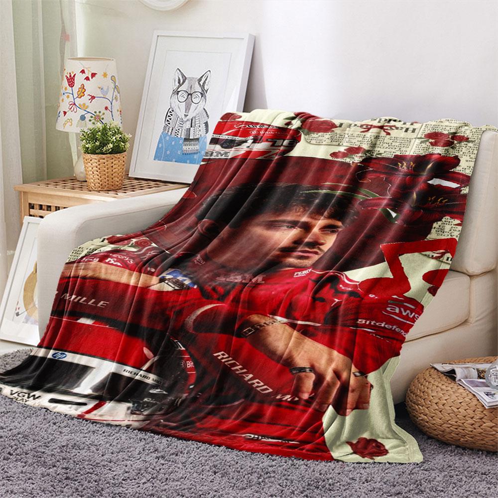 1PC Charles Leclerc Patterned Flannel Blanket Suitable For All Seasons for Home Decor Warmth and Comfort Gifts Holiday Present