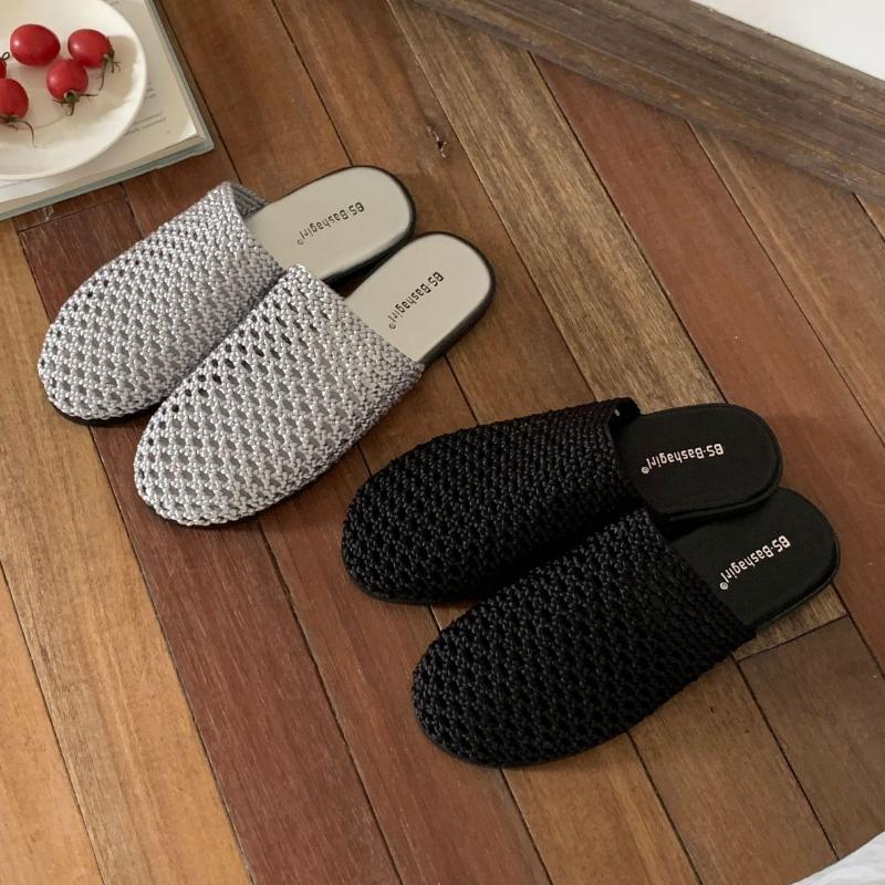 Fashion Fashion Round Toe Woven Sandals Women Summer New Hollow Non-slip Flat Sandals Concise Comfort Vacation Beach Sandals Sandalias