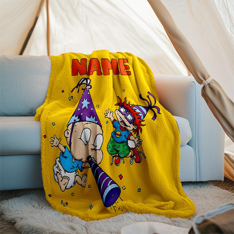Personalized Custom Name Blanket - Rugrats Print Design,Blanket for Sofa,Bed,Travel,Camping - Soft and Warm, Great Gift