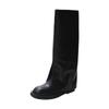 Winter Damenstiefel Mode Persönlichkeit Lederstiefel Schwarz Flache Casual Trendy Damenschuhe Hübsche Sexy Ritterstiefel
