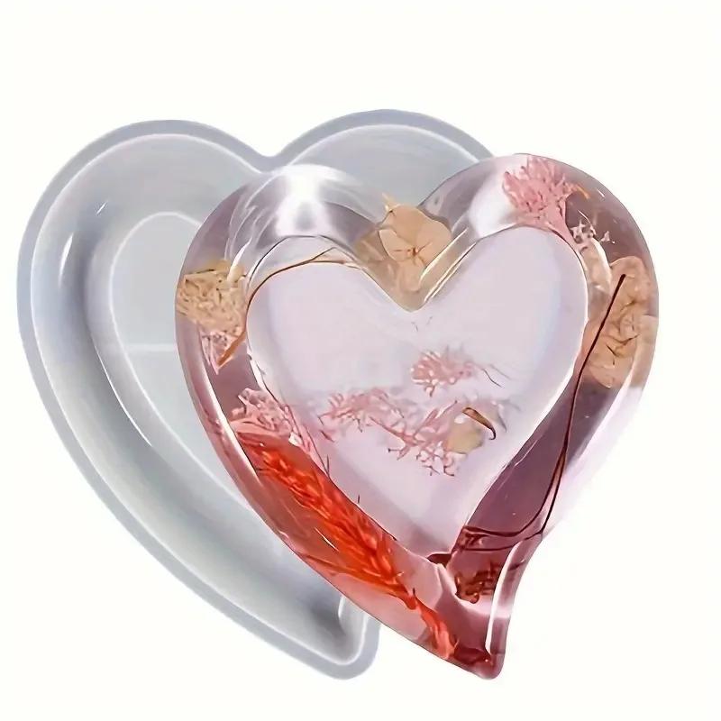 2026 Latest Models Heart Tray Resin Silicone Mold Crystal Glue Transparent Resin Plaster Dish Heart-shaped Plaster Silicone Mold