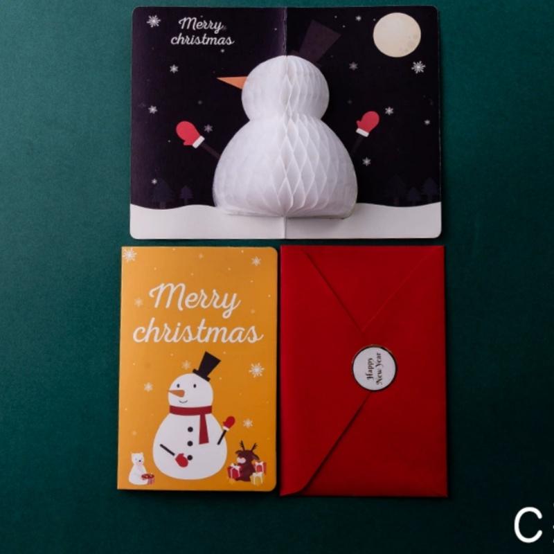 3D Pop-Up Weihnachtskarten mit Verschluss-Aufklebern, Waben-Weihnachtskarten, Niedliche Frohe Weihnachten Karte Feiertagsgruß Geschenk