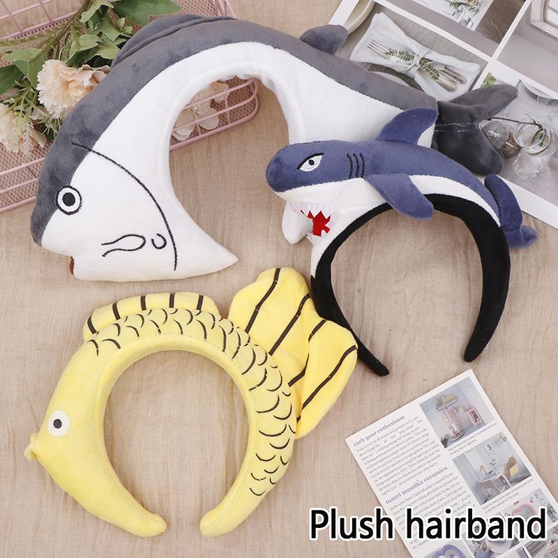 Cartoon Plush Ocean Animal Headband Shark Hairband Funny Fluffy Hair Hoop Halloween Christmas Props Theme Cosplay Costume