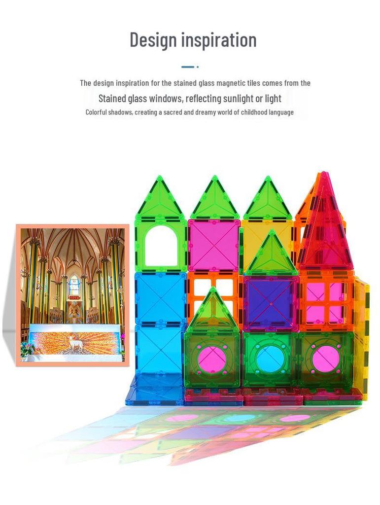 Colorful Stained Glass Magnetic Building Blocks for Children - Strong Magnetic Toy Pieces