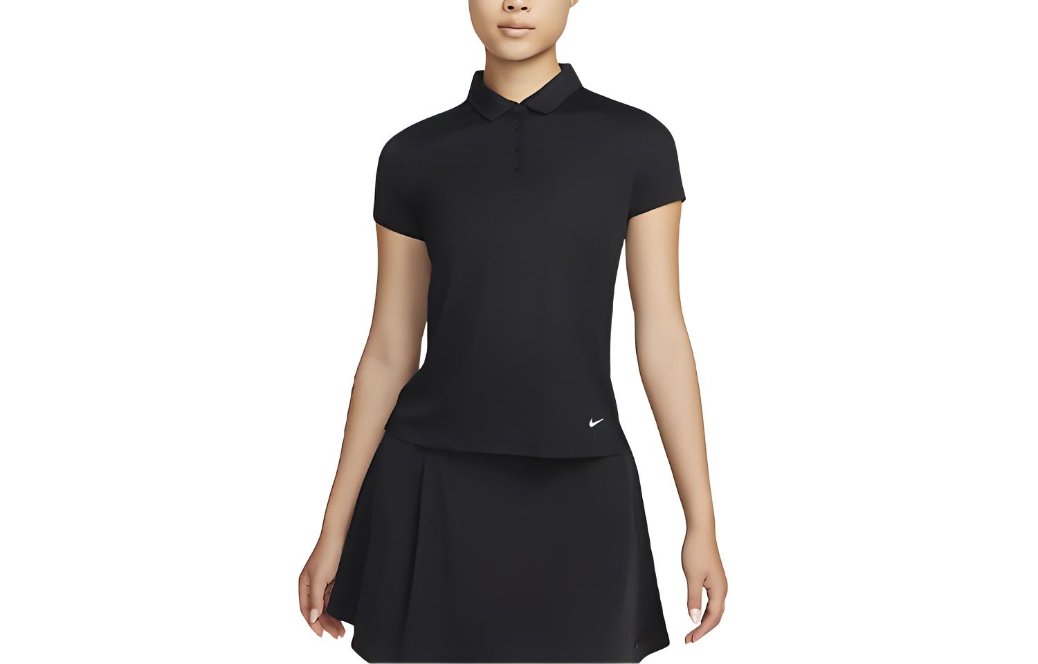 Nike Polo Shirts Women s Black Polo Collar Moderate Straight Fit DH2310-010 XS