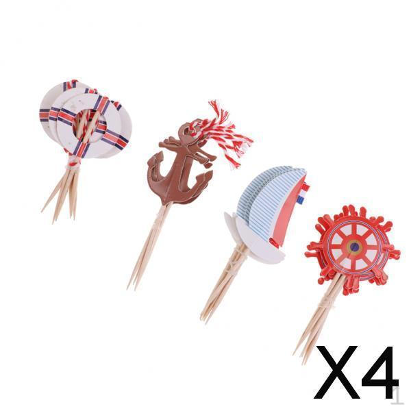 

4x24 штуки Морской стиль Бумажные шпажки для кексов Топпер для торта Декор для вечеринки