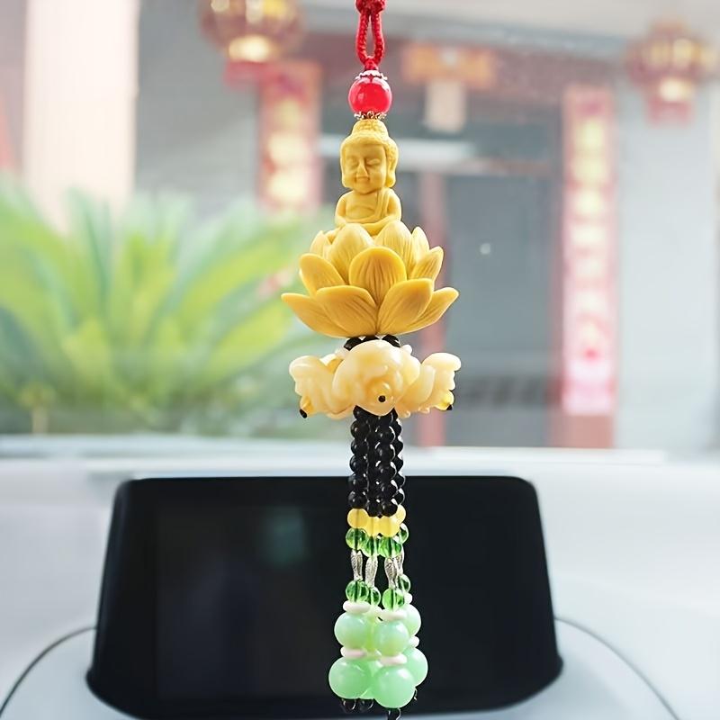 Car Hanging Ornament Lotus Avalokiteshvara Buddha for Safety Interior Dangle Decoration Peaceful Automobile Accessory