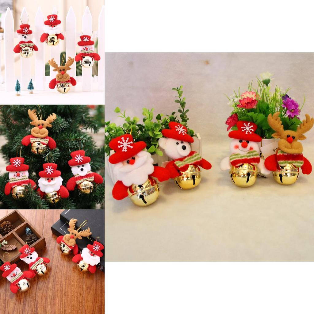 Charming Holiday Decorations With Gold Bell Santa Snowman And Cute Bear Christmas Ornaments