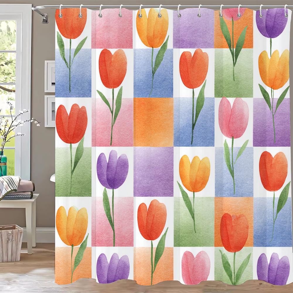 Modern Watercolor Flowers Bathroom Curtain Floral Shower Curtain Bohemian Home Bathroom Decor Polyester Shower Curtains