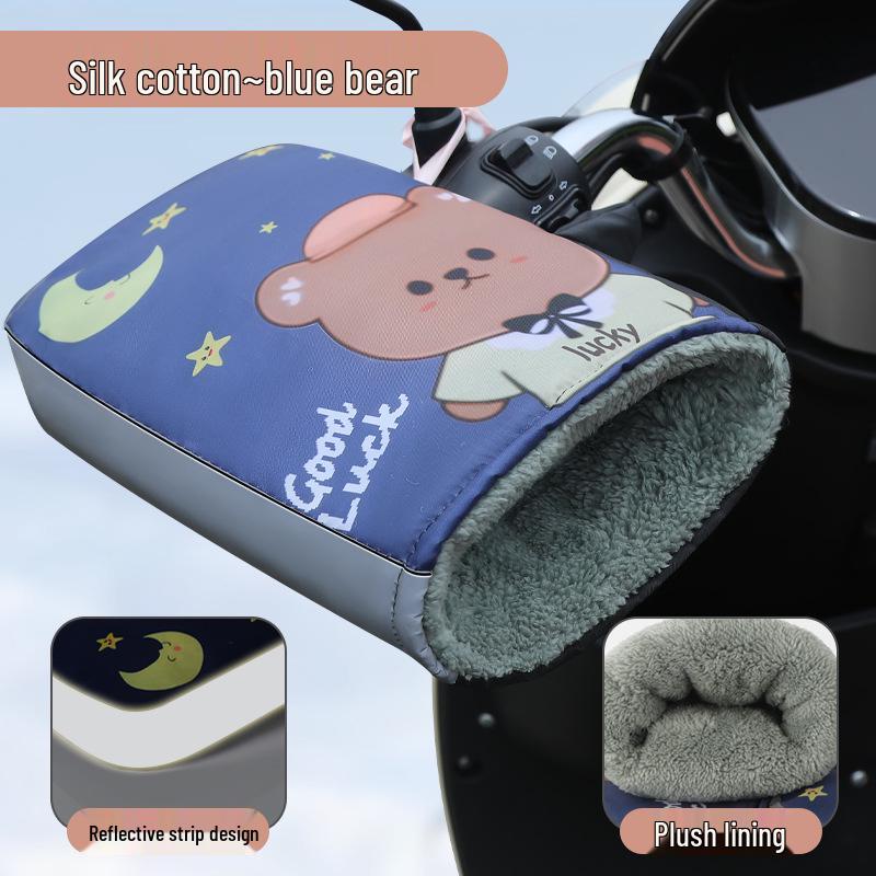 Widened Waterproof Winter Motorcycle Gloves with Fleece Lining, Windproof Handlebar Covers, Universal Fit for Electric Scooters