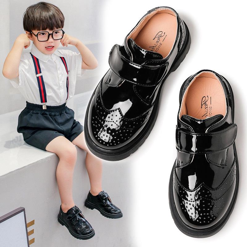 Boys' Black Leather Shoes - 2025 Korean & British Style, Spring/Autumn Soft Sole, Perfect for Student Performances