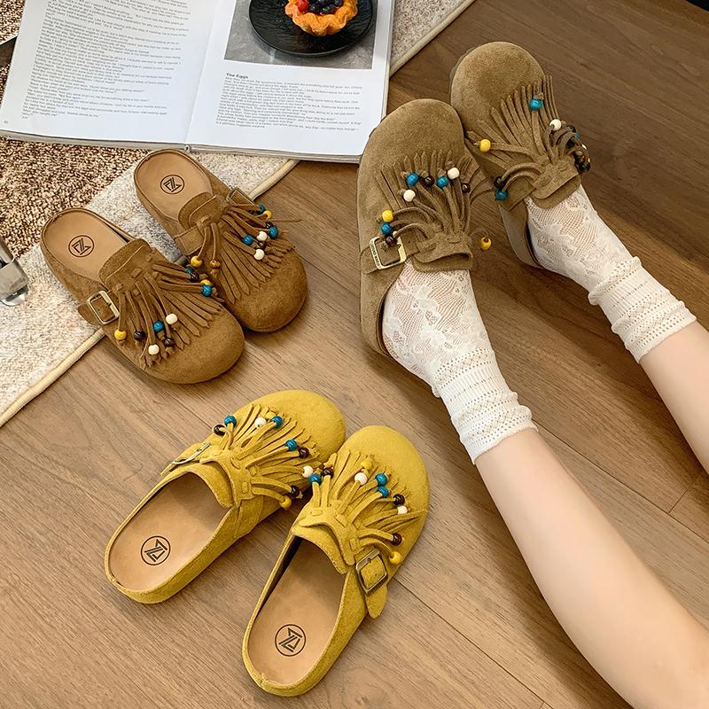 Fashion Retro 2025 New Platform Baotou Lazy Flat Comfortable Bohemian Ethnic Slippers
