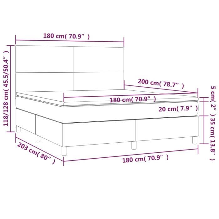 VidaXL Lit à sommier tapissier avec matelas Bleu 180x200 cm Tissu - Modèle 3141639