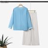 ZANZEA Women Long Sleeve Floral Blouse and Long Pants Casual Two Piece Suit Sets