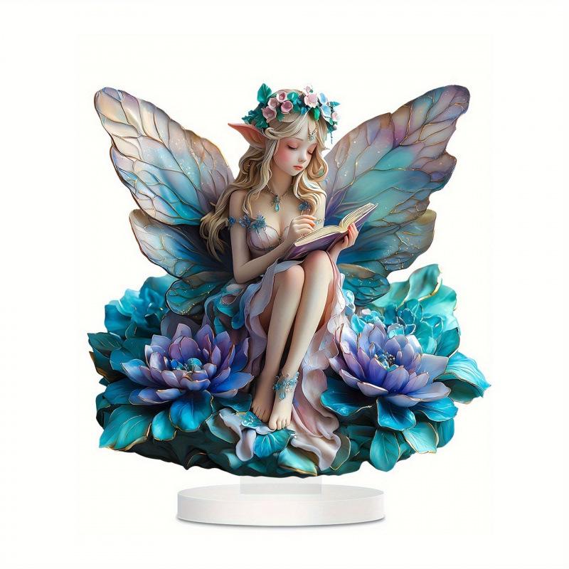Charming Fairy with Books: Inspirational Acrylic Desktop Ornament королевский синий