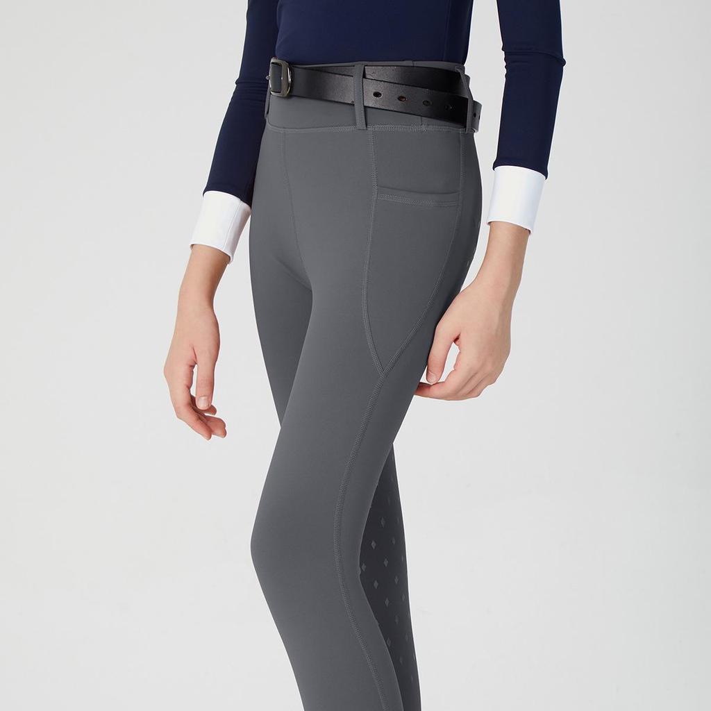 Unisex Children's Equestrian Pants with Full Seat Silicone Grip, Pockets & High Waist Elastic Design