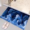 Blue Ocean Area Rug, Soft Non-Slip Dotted Bottom Bath Mat, Durable Washable Carpet for Living Room, Bedroom & Bathroom, 1PC
