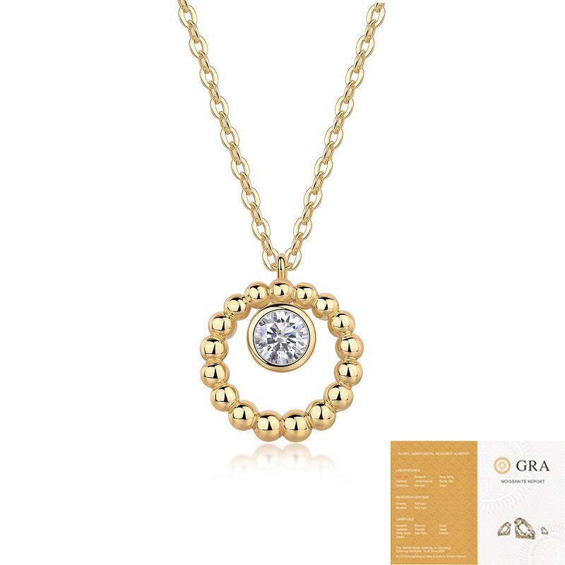 

Популярное модное золотое ожерелье с подвеской в виде круга для женщин, не выцветающая серебряная цепочка S925 Ins Wind Moissanite Clavicle