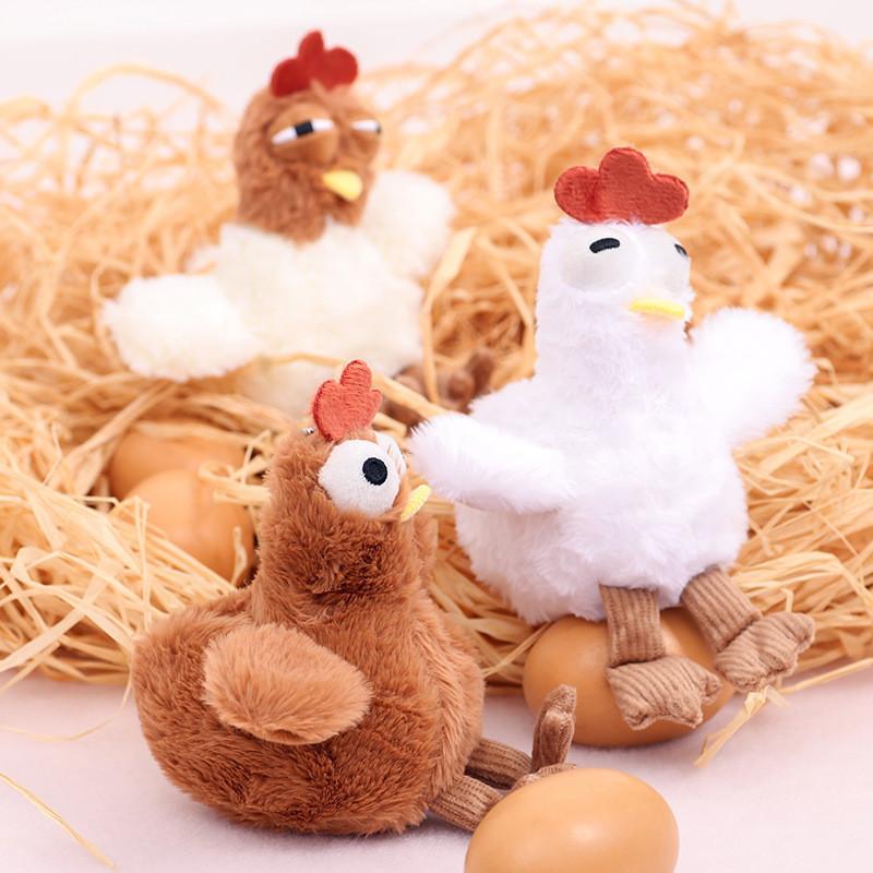 Adorable Plush Chicken Keychain Soft Short Plush Stuffed Animal Toy With Bubble Blowing Feature