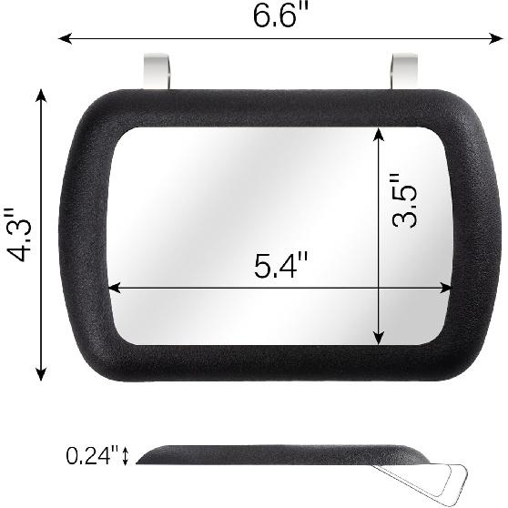 Car Visor Mirror, Universal Clip-On Automotive Sun Visor Vanity Mirror For SUVs And Various Vehicles, Car Accessories Interior For Women, Black