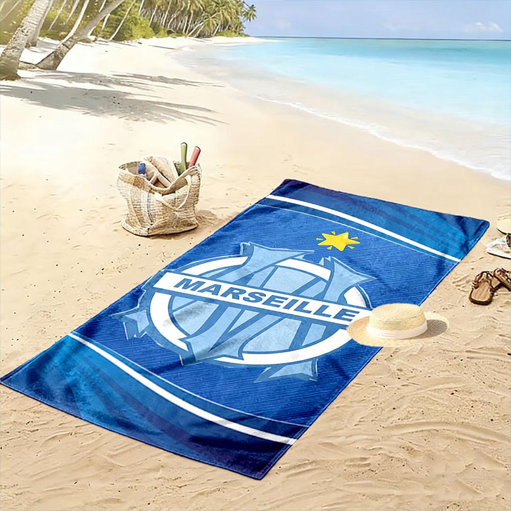 Marseille Logo Blue Beach Towel Beach Towel Quick-drying for Travel Outdoor Sports Jogging Beach and Swimming