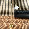 1Pcs 1:12 Scale Dollhouse Floor Lamp Gold Base with White Floral Bud Shade LED Lighting Miniature Model Decor